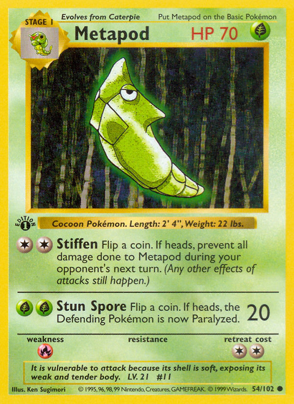 Metapod (54/102) (Shadowless) [Base Set 1st Edition] | Tabernacle Games