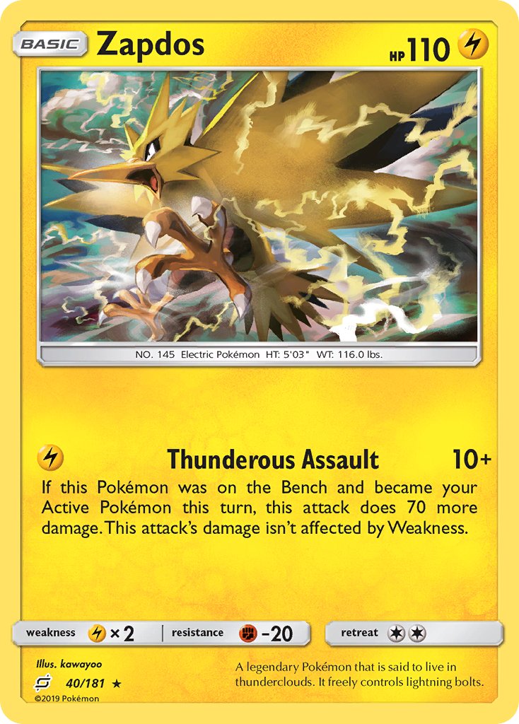 Zapdos (40/181) (Theme Deck Exclusive) [Sun & Moon: Team Up] | Tabernacle Games