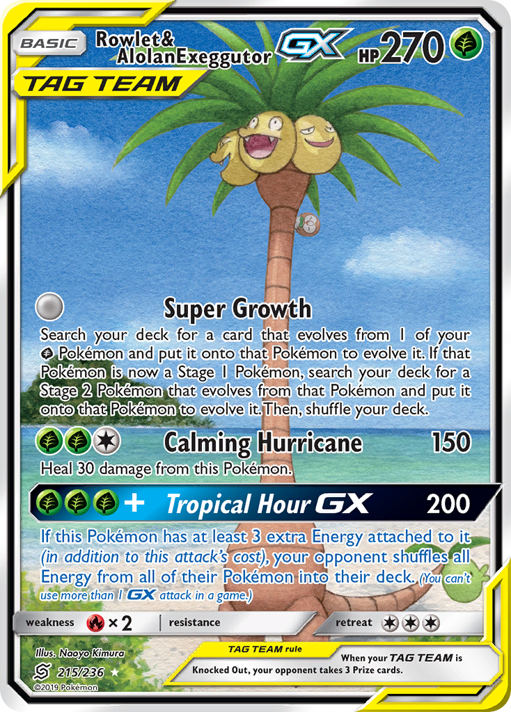 Rowlet & Alolan Exeggutor GX (215/236) [Sun & Moon: Unified Minds] | Tabernacle Games