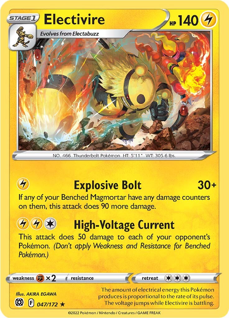 Electivire (047/172) [Sword & Shield: Brilliant Stars] | Tabernacle Games