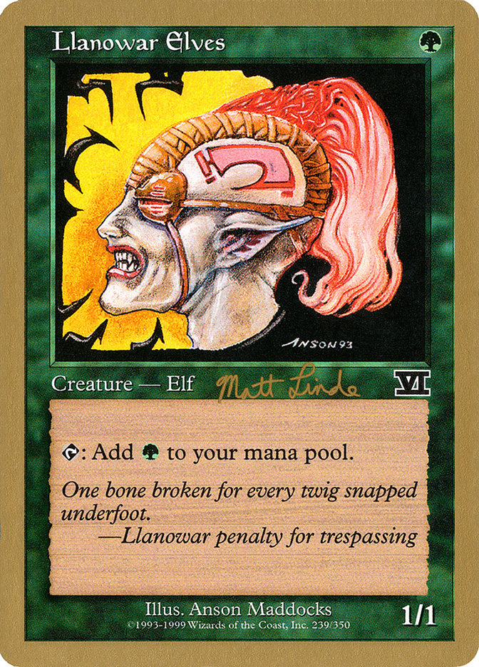 Llanowar Elves (Matt Linde) [World Championship Decks 1999] | Tabernacle Games