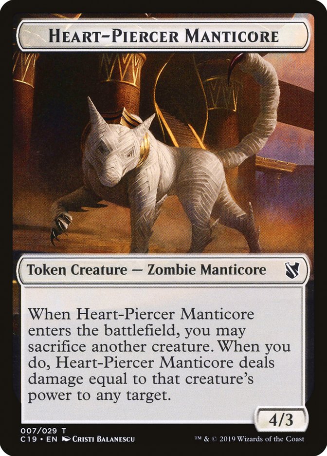 Heart-Piercer Manticore [Commander 2019 Tokens] | Tabernacle Games