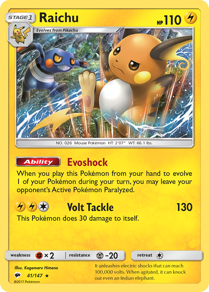 Raichu (41/147) [Sun & Moon: Burning Shadows] | Tabernacle Games