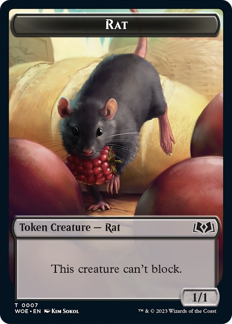 Rat // Food (0011) Double-Sided Token [Wilds of Eldraine Tokens] | Tabernacle Games