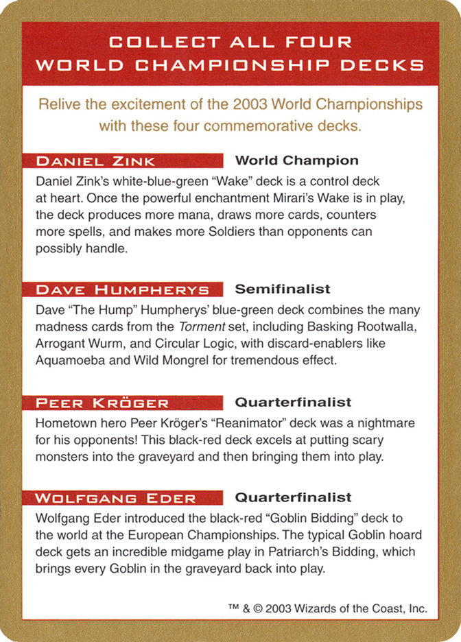 2003 World Championships Ad [World Championship Decks 2003] | Tabernacle Games