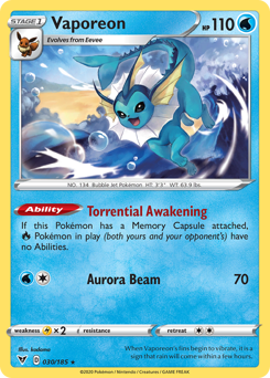Vaporeon (030/185) [Sword & Shield: Vivid Voltage] | Tabernacle Games