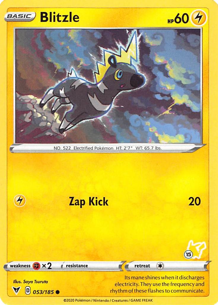 Blitzle (053/185) (Pikachu Stamp #15) [Battle Academy 2022] | Tabernacle Games