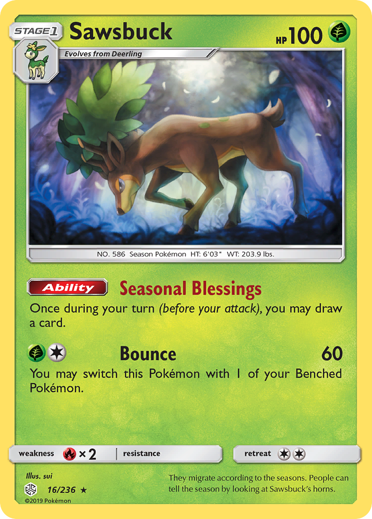 Sawsbuck (16/236) [Sun & Moon: Cosmic Eclipse] | Tabernacle Games