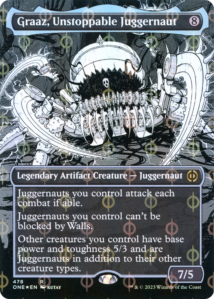 Graaz, Unstoppable Juggernaut (Borderless Manga Step-and-Compleat Foil) [Phyrexia: All Will Be One] | Tabernacle Games