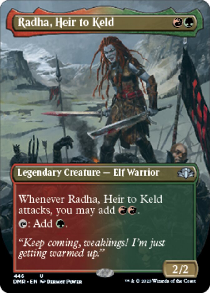 Radha, Heir to Keld (Borderless Alternate Art) [Dominaria Remastered] | Tabernacle Games