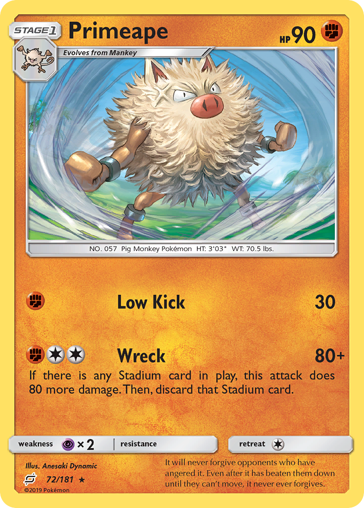 Primeape (72/181) [Sun & Moon: Team Up] | Tabernacle Games