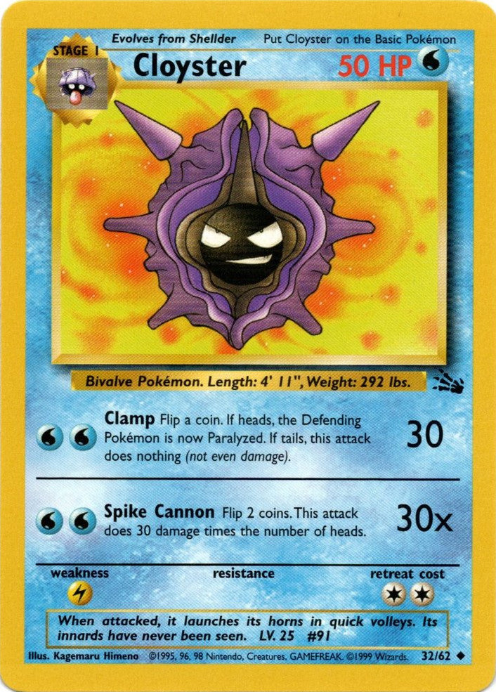 Cloyster (32/62) [Fossil Unlimited] | Tabernacle Games