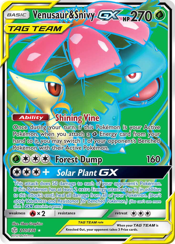 Venusaur & Snivy GX (210/236) [Sun & Moon: Cosmic Eclipse] | Tabernacle Games