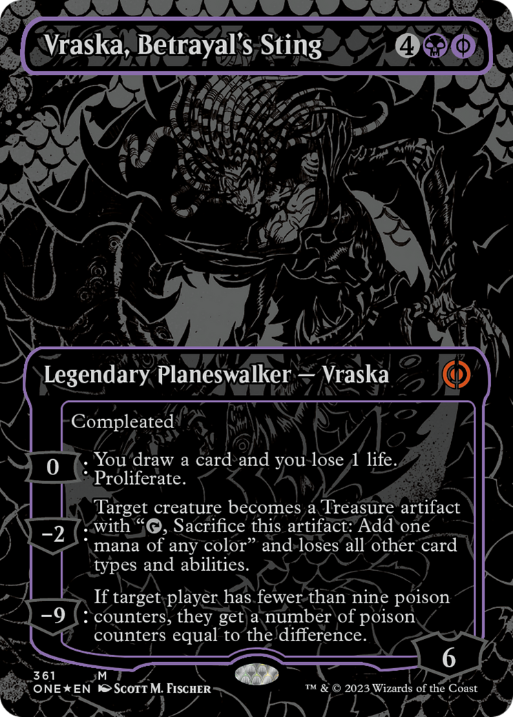 Vraska, Betrayal's Sting (Oil Slick Raised Foil) [Phyrexia: All Will Be One] | Tabernacle Games