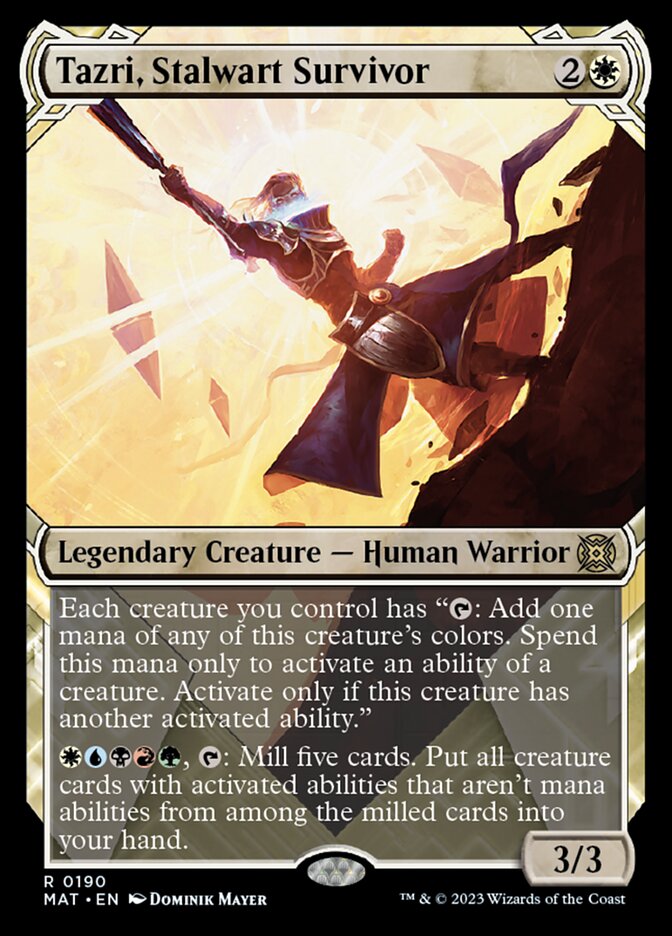 Tazri, Stalwart Survivor (Showcase Halo Foil) [March of the Machine: The Aftermath] | Tabernacle Games