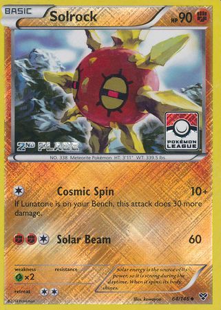 Solrock (64/146) (2nd Place League Challenge Promo) [XY: Base Set] | Tabernacle Games