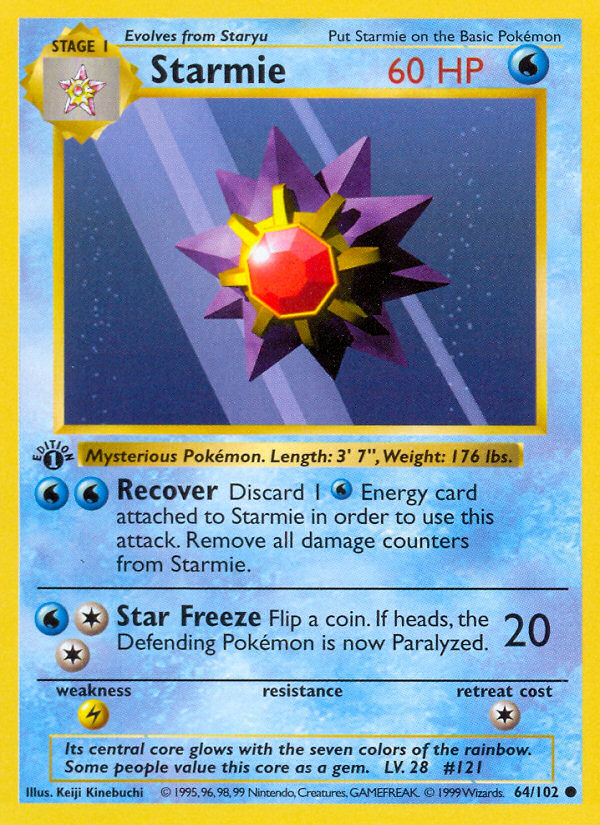 Starmie (64/102) (Shadowless) [Base Set 1st Edition] | Tabernacle Games