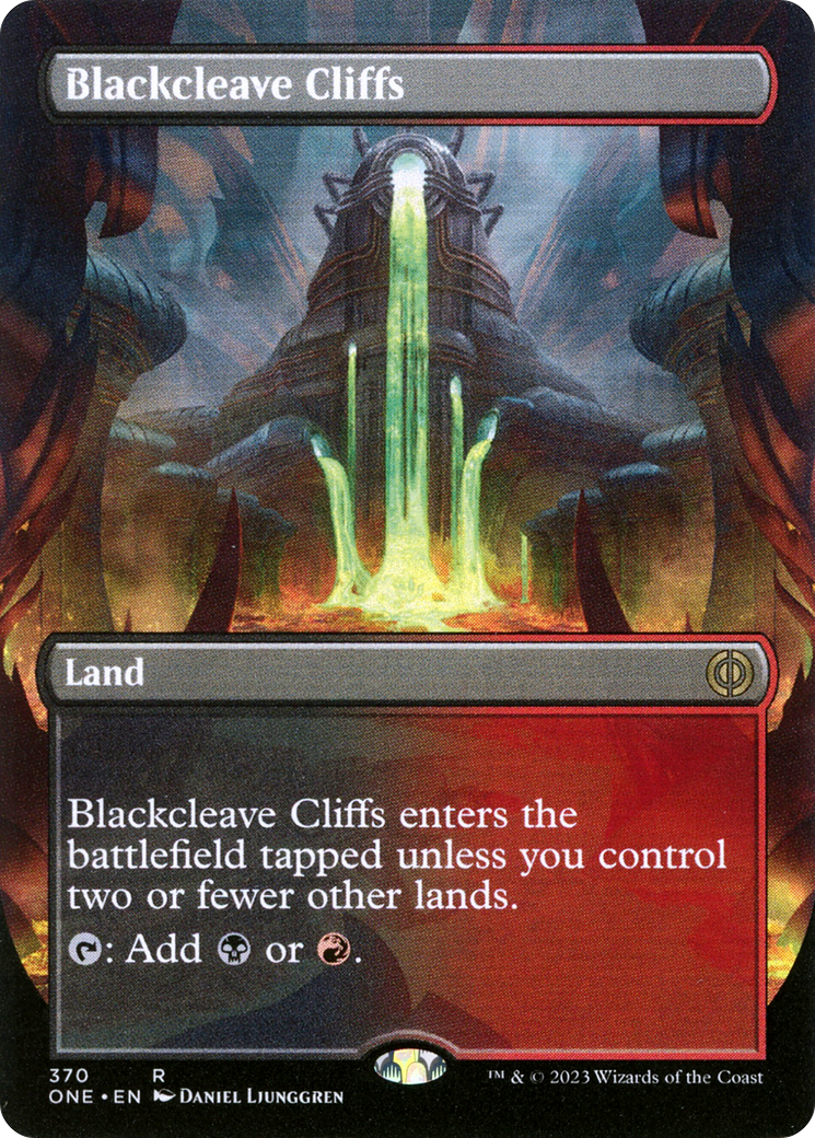 Blackcleave Cliffs (Borderless Alternate Art) [Phyrexia: All Will Be One] | Tabernacle Games