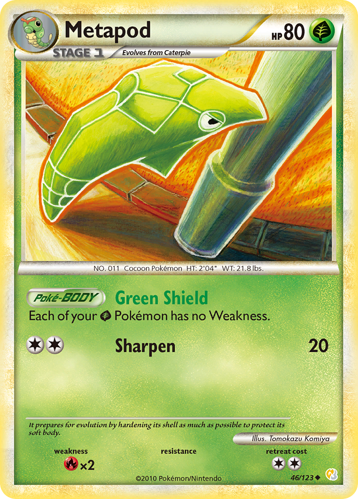 Metapod (46/123) [HeartGold & SoulSilver: Base Set] | Tabernacle Games