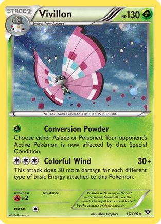 Vivillon (17/146) (Meadow Form/Pink Wings) (Cosmos Holo) [XY: Base Set] | Tabernacle Games