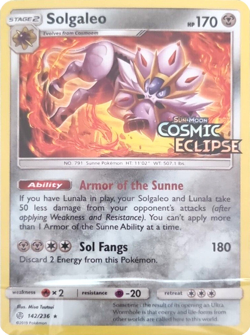 Solgaleo (142/236) (Cosmic Eclipse Stamped) [Sun & Moon: Cosmic Eclipse] | Tabernacle Games