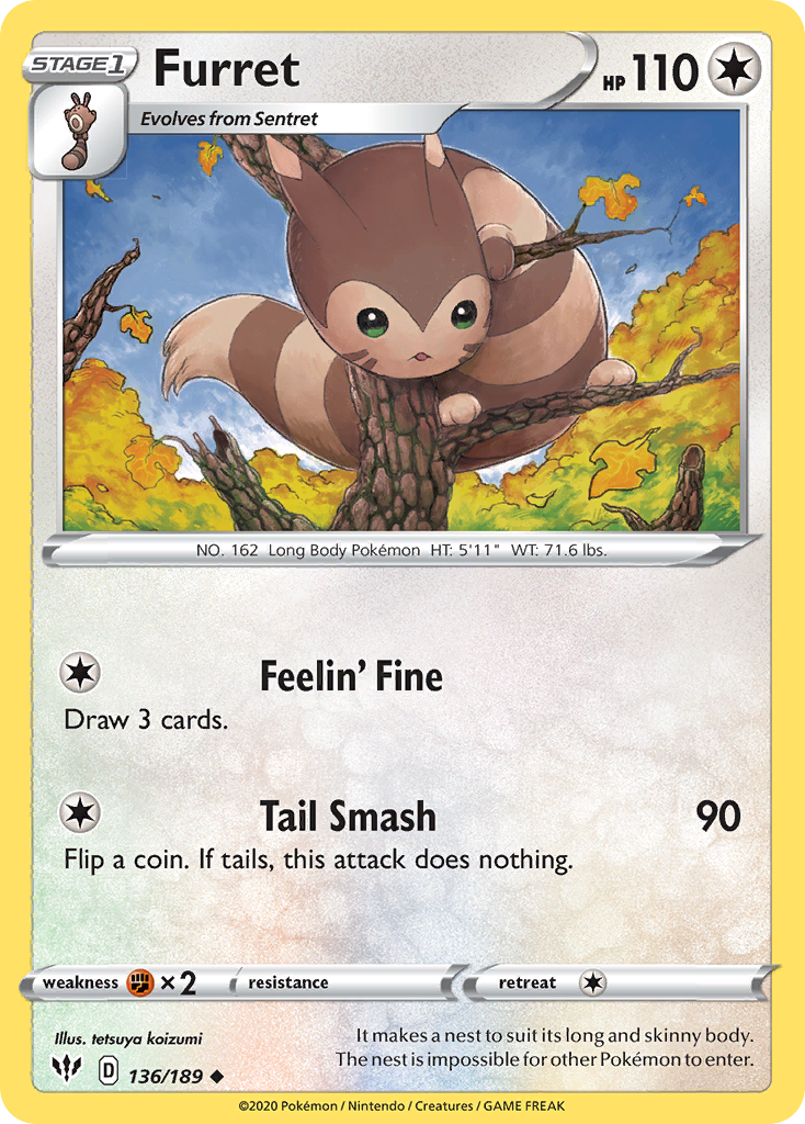 Furret (136/189) [Sword & Shield: Darkness Ablaze] | Tabernacle Games