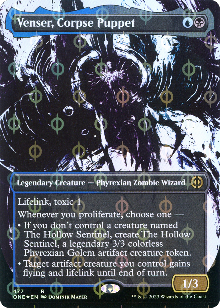 Venser, Corpse Puppet (Borderless Ichor Step-and-Compleat Foil) [Phyrexia: All Will Be One] | Tabernacle Games