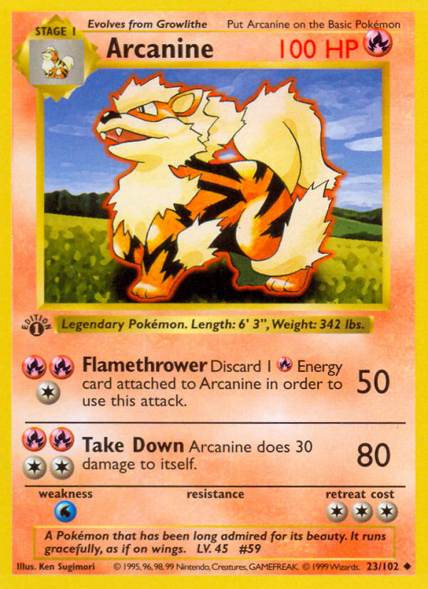 Arcanine (23/102) (Shadowless) [Base Set 1st Edition] | Tabernacle Games