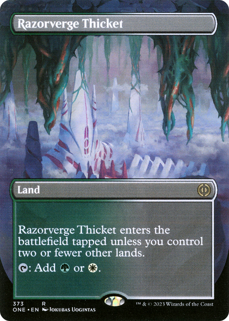 Razorverge Thicket (Borderless Alternate Art) [Phyrexia: All Will Be One] | Tabernacle Games