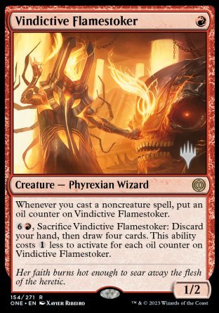 Vindictive Flamestoker (Promo Pack) [Phyrexia: All Will Be One Promos] | Tabernacle Games