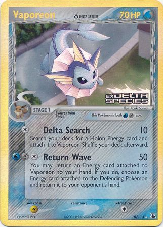 Vaporeon (18/113) (Delta Species) (Stamped) [EX: Delta Species] | Tabernacle Games