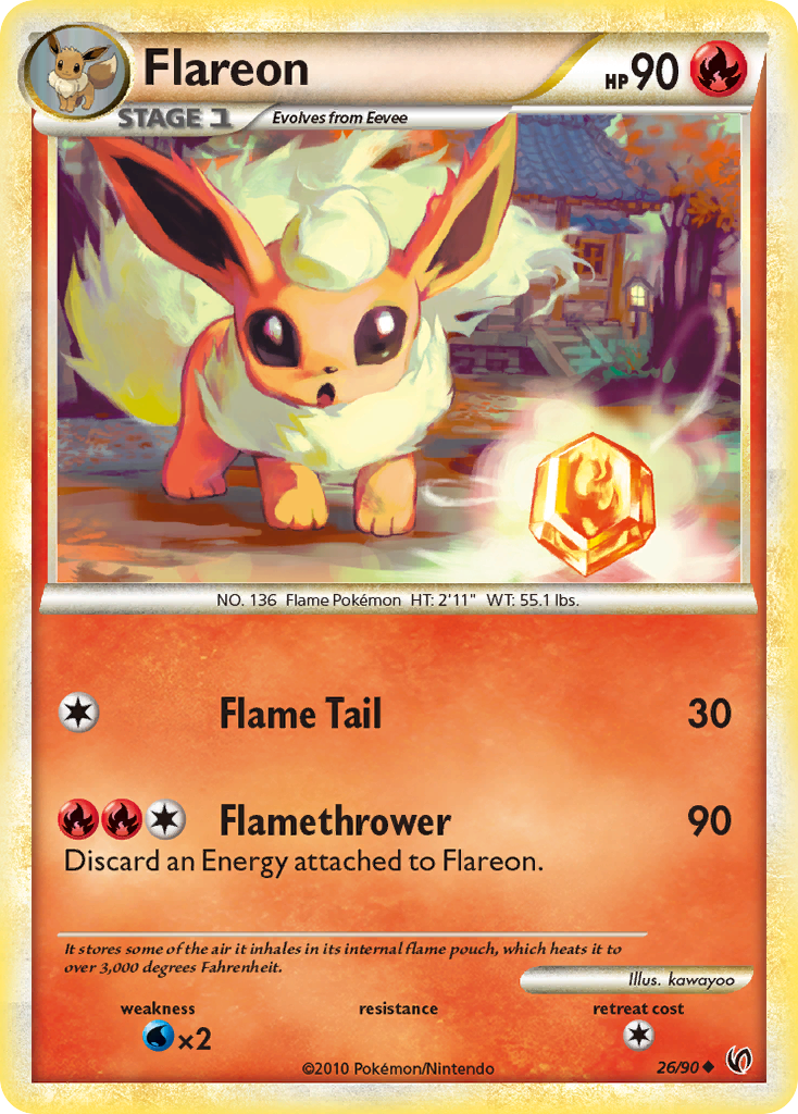 Flareon (26/90) [HeartGold & SoulSilver: Undaunted] | Tabernacle Games