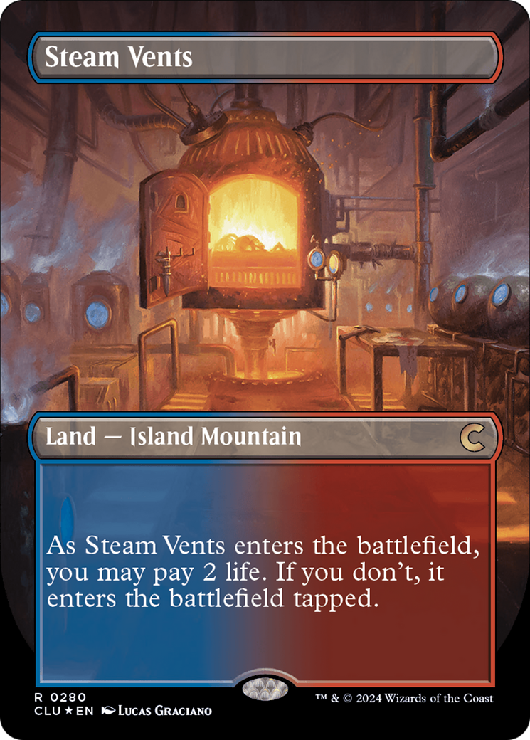 Steam Vents (Borderless) [Ravnica: Clue Edition] | Tabernacle Games
