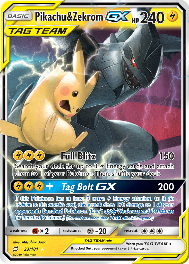 Pikachu & Zekrom GX (33/181) [Sun & Moon: Team Up] | Tabernacle Games