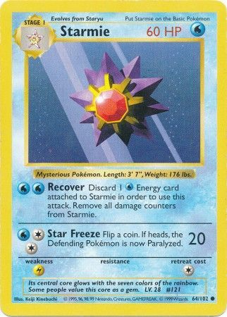 Starmie (64/102) [Base Set Shadowless Unlimited] | Tabernacle Games