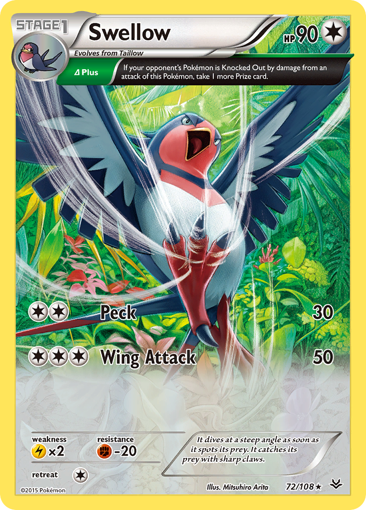 Swellow (72/108) [XY: Roaring Skies] | Tabernacle Games