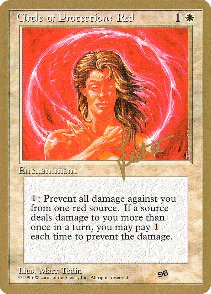 Circle of Protection: Red (Bertrand Lestree) (SB) (4ED) [Pro Tour Collector Set] | Tabernacle Games