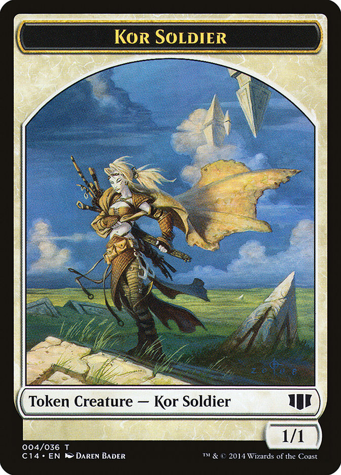 Kor Soldier // Pegasus Double-sided Token [Commander 2014 Tokens] | Tabernacle Games