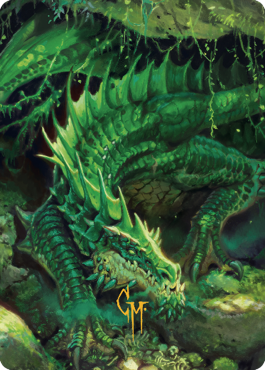 Lurking Green Dragon Art Card (Gold-Stamped Signature) [Commander Legends: Battle for Baldur's Gate Art Series] | Tabernacle Games