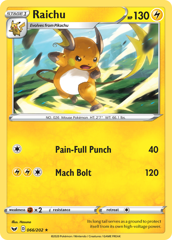 Raichu (066/202) [Sword & Shield: Base Set] | Tabernacle Games