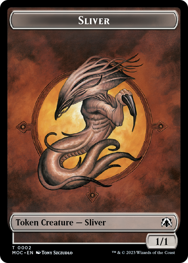 Goblin // Sliver Double-Sided Token [March of the Machine Commander Tokens] | Tabernacle Games