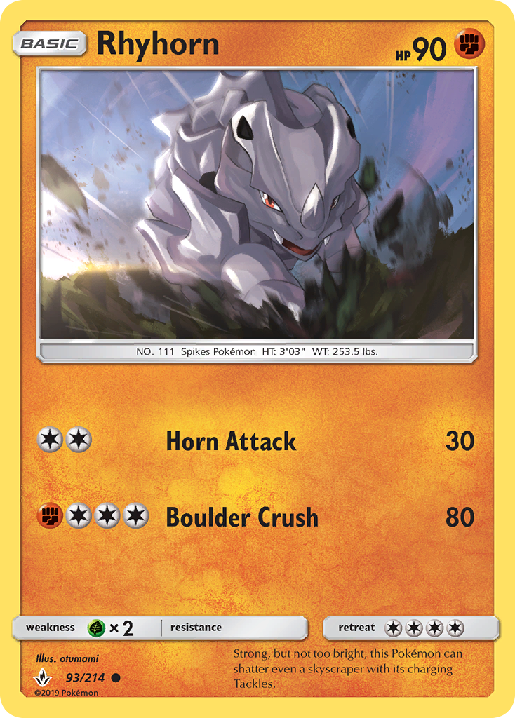 Rhyhorn (93/214) [Sun & Moon: Unbroken Bonds] | Tabernacle Games