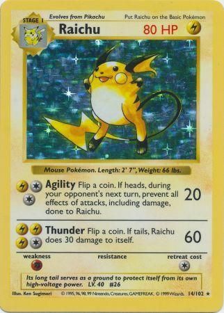 Raichu (14/102) [Base Set Shadowless Unlimited] | Tabernacle Games