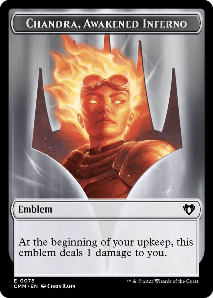 Chandra, Awakened Inferno Emblem // Wizard Double-Sided Token [Commander Masters Tokens] | Tabernacle Games