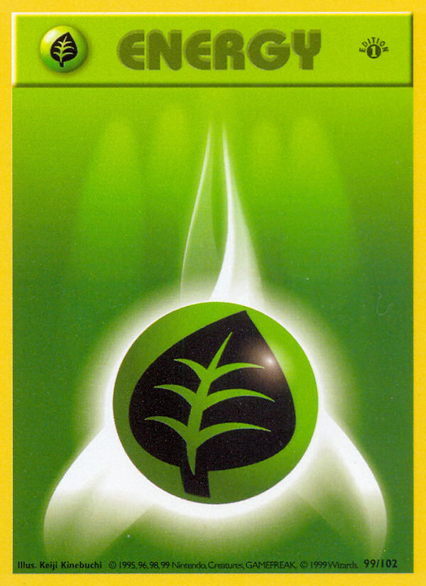 Grass Energy (99/102) (Shadowless) [Base Set 1st Edition] | Tabernacle Games