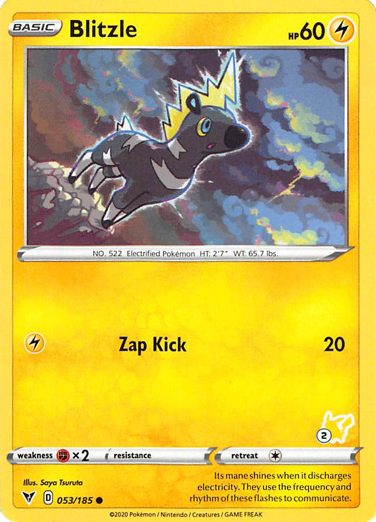 Blitzle (053/185) (Pikachu Stamp #2) [Battle Academy 2022] | Tabernacle Games