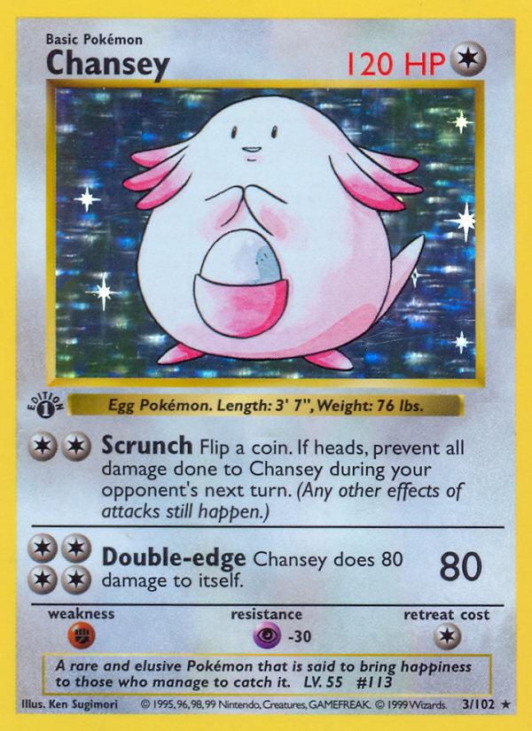 Chansey (3/102) (Shadowless) [Base Set 1st Edition] | Tabernacle Games