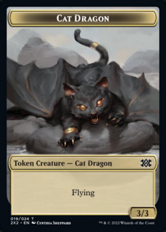 Cat Dragon // Knight Double-sided Token [Double Masters 2022 Tokens] | Tabernacle Games