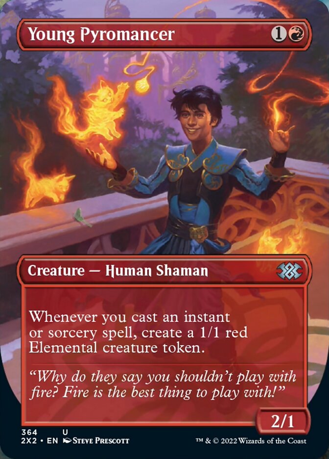 Young Pyromancer (Borderless Alternate Art) [Double Masters 2022] | Tabernacle Games