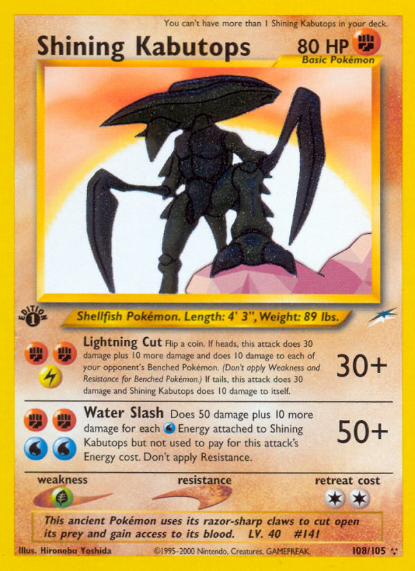 Shining Kabutops (108/105) [Neo Destiny 1st Edition] | Tabernacle Games